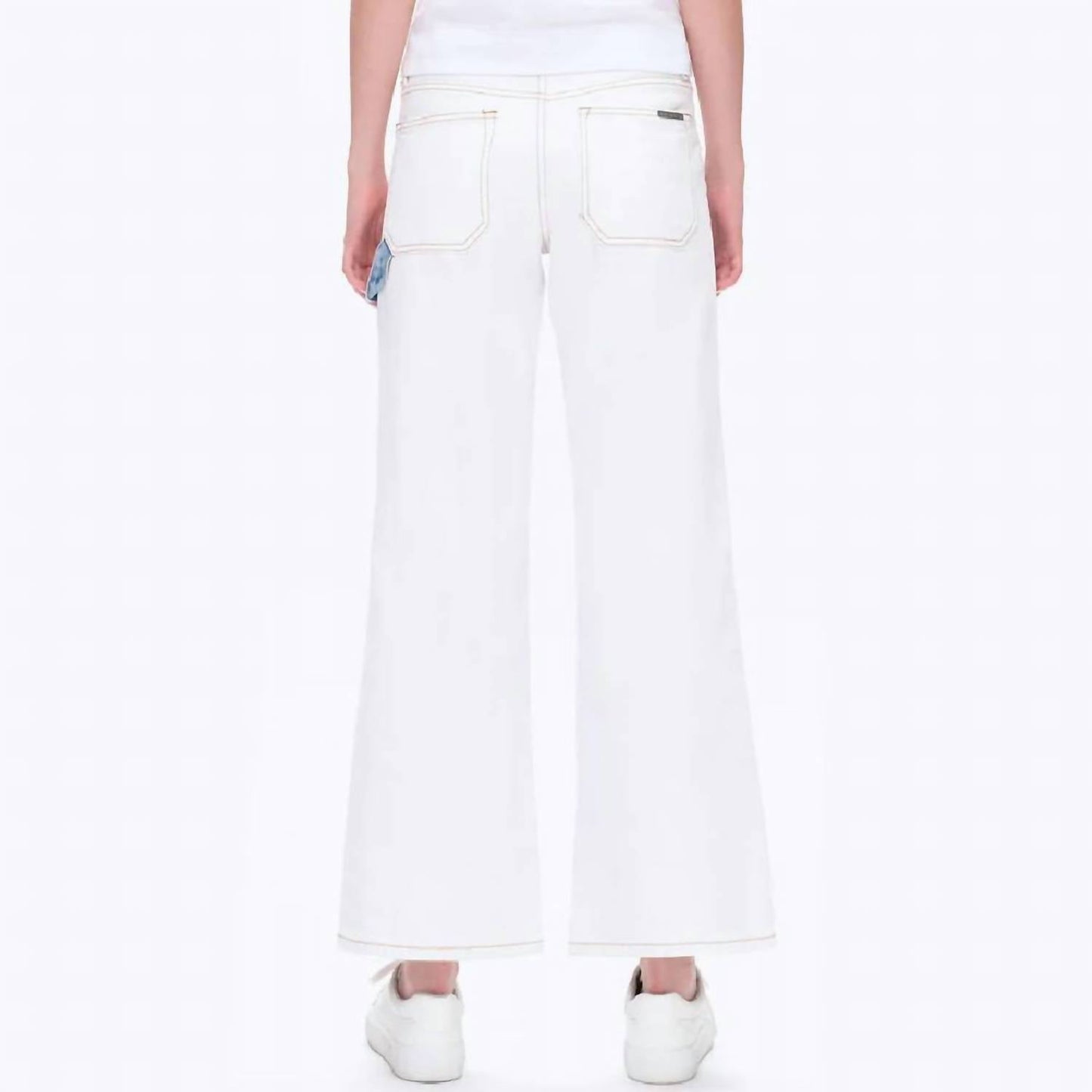 Jeremy Mid Rise Two Tones Wide Leg Jean In Cream