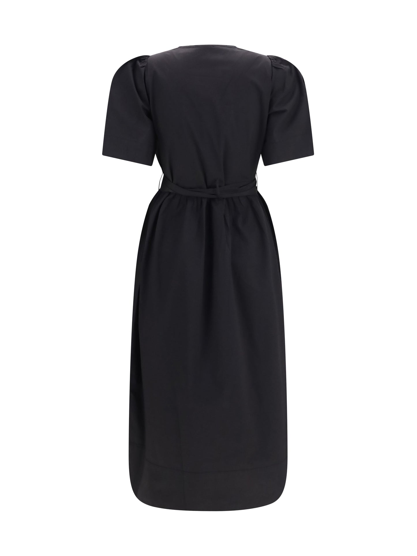 Ganni Women Midi Dress With Bows And Puff Shoulders