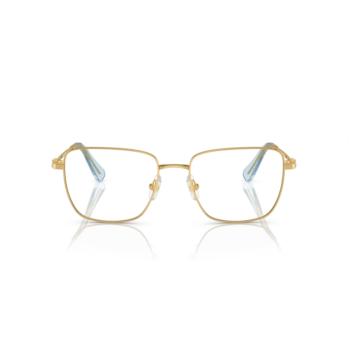 0Sk1003 Thin Gold-Toned Metal Sunglasses with Light Blue Accents