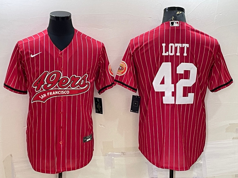Men's San Francisco 49ers Ronnie Lott #42 Red Player jersey Joint Edition