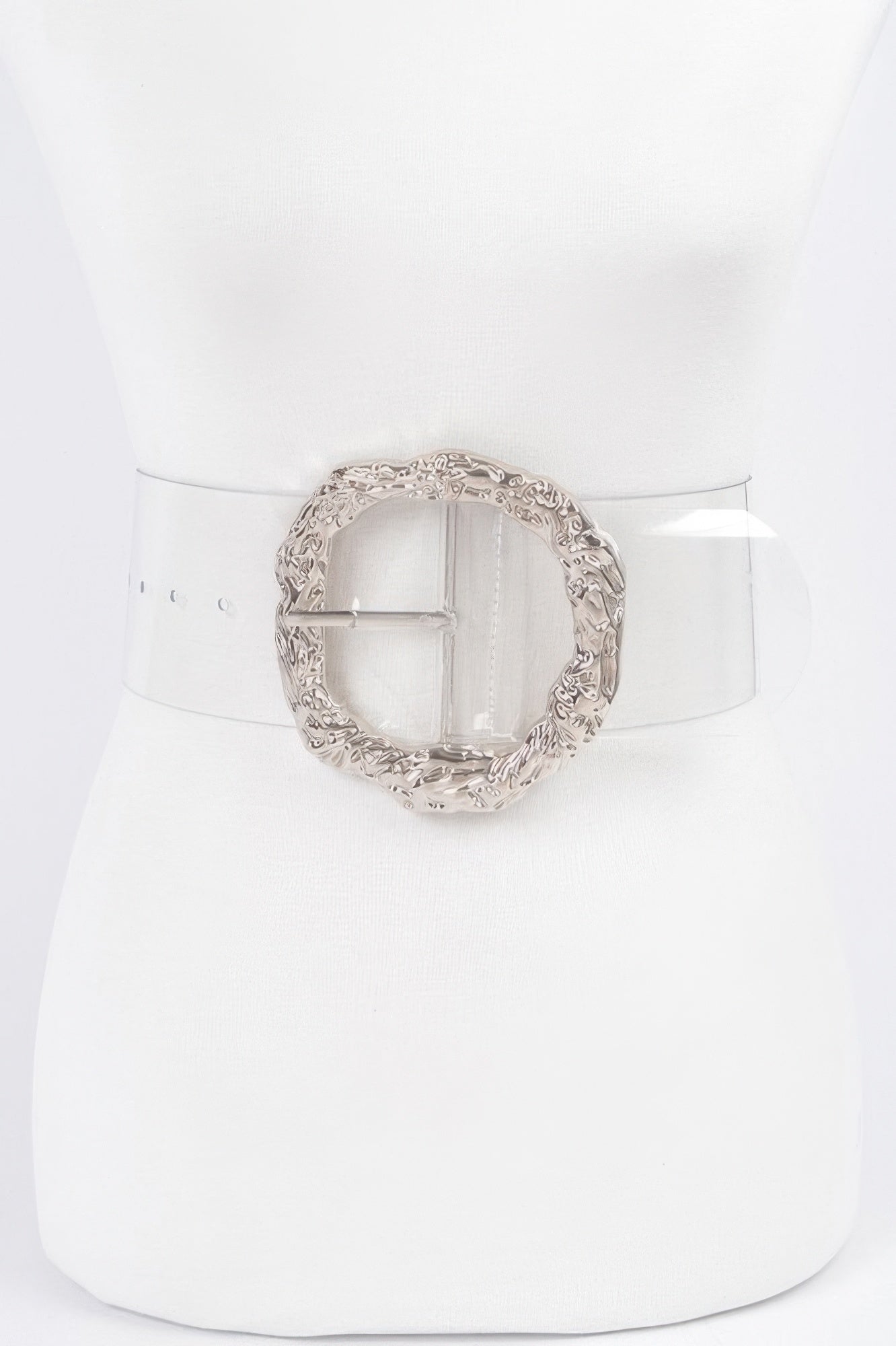 Big Vintage Round Metal Buckle Clear Plus size Belt