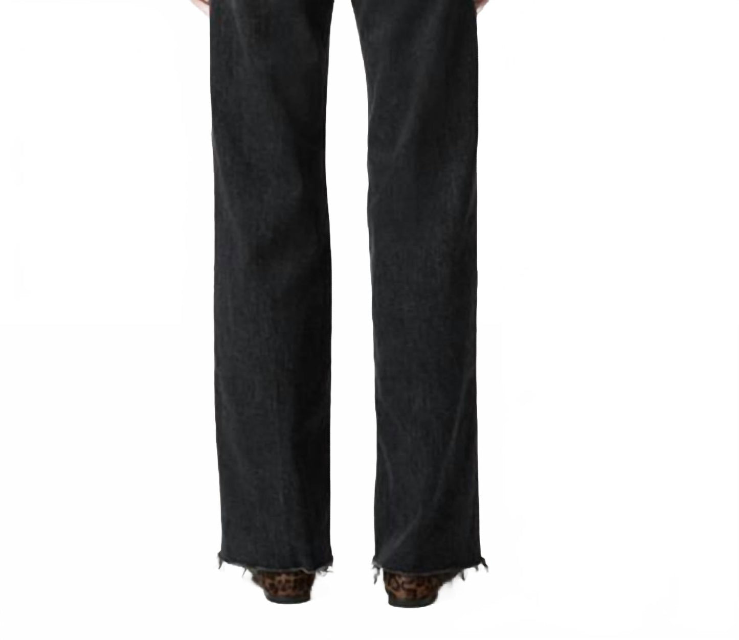 Anessa High Rise Wide Leg Jeans With Raw Hem In Viper Black Distressed