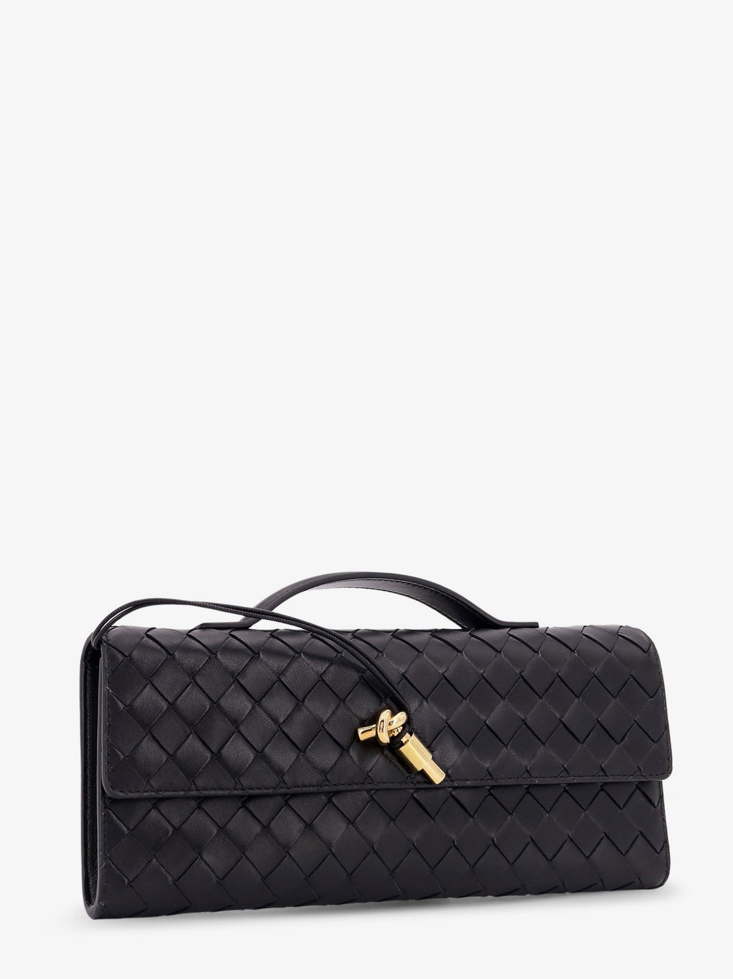 Bottega Veneta Women Andiamo Leather Clutch With Intrecciato Pattern