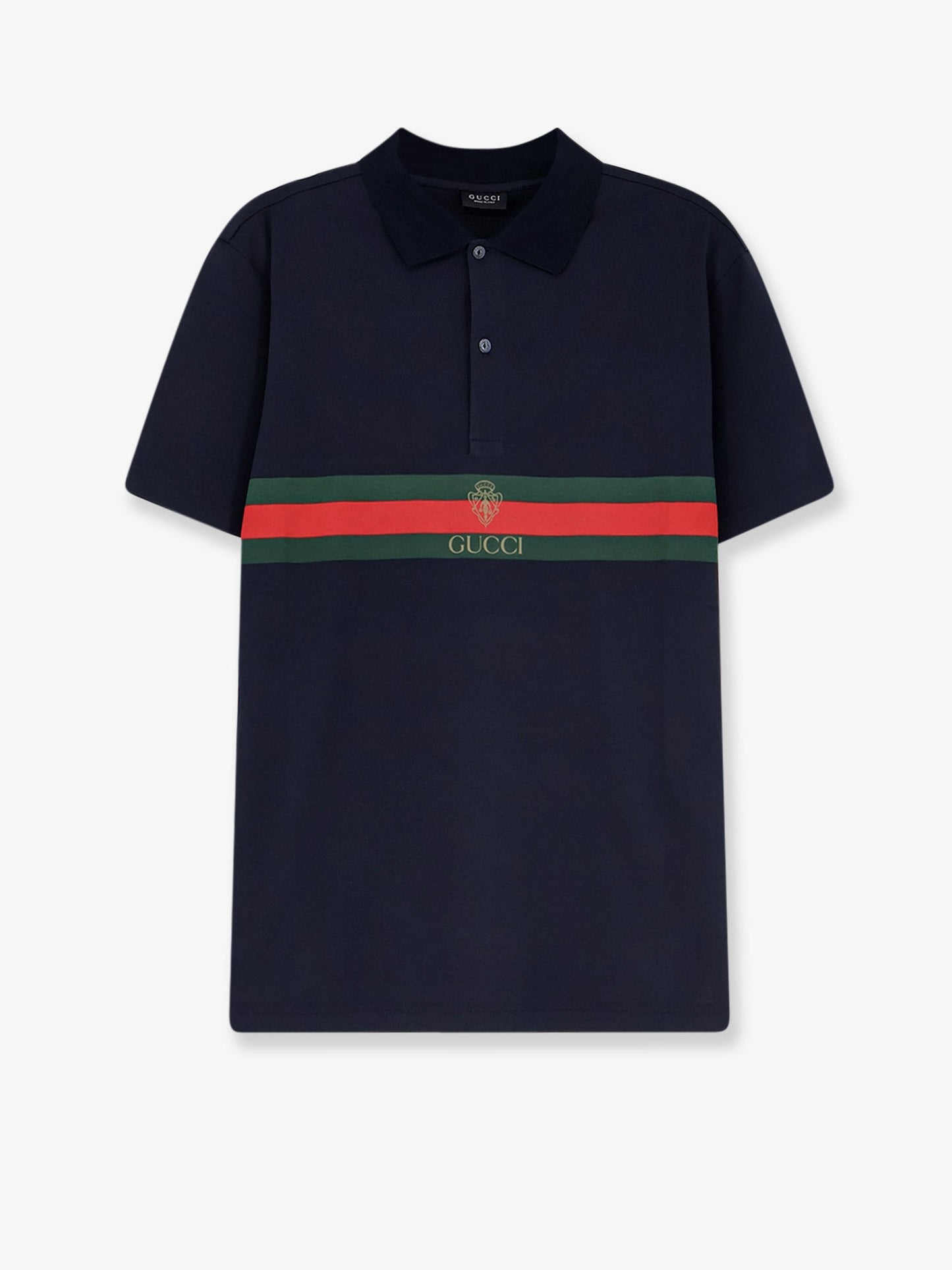 Gucci Men Cotton Polo Shirt With Web Print On The Front