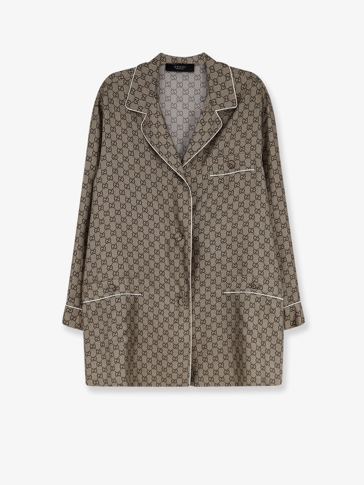 Gucci Women Silk Shirt With Gg Print