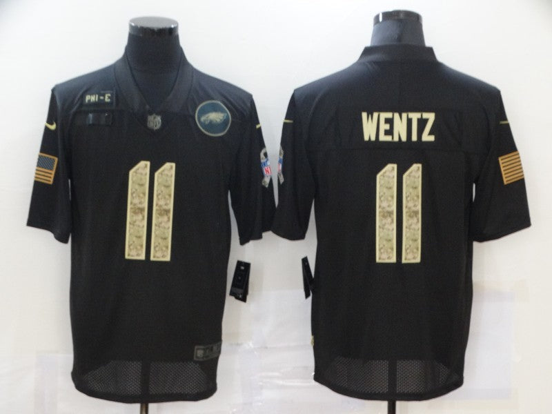 Men's Philadelphia Eagles #11 Carson Wentz Black Replica Player jersey