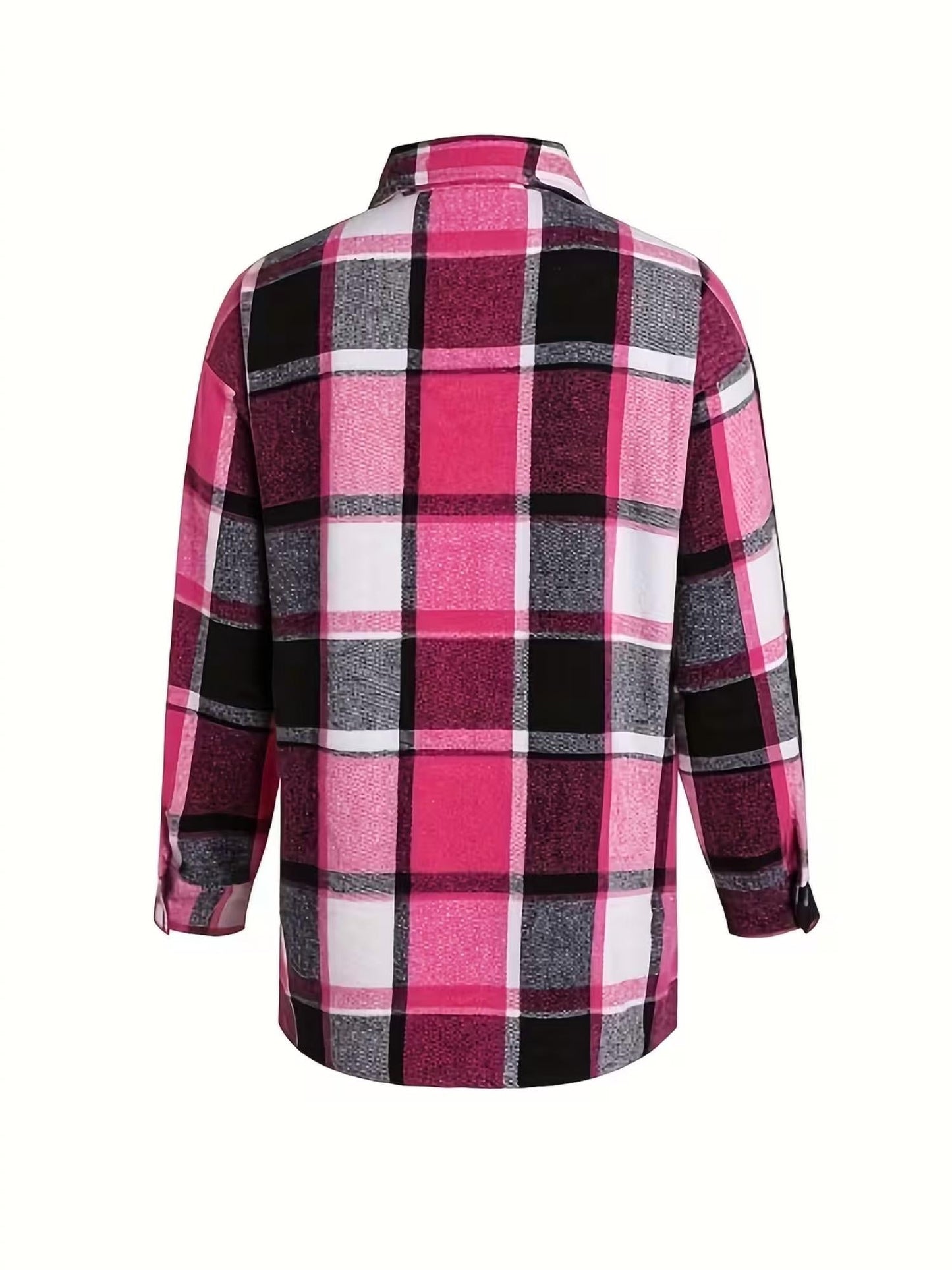 Autumn Shacket Plaid Shirt Jacket In Rose Red