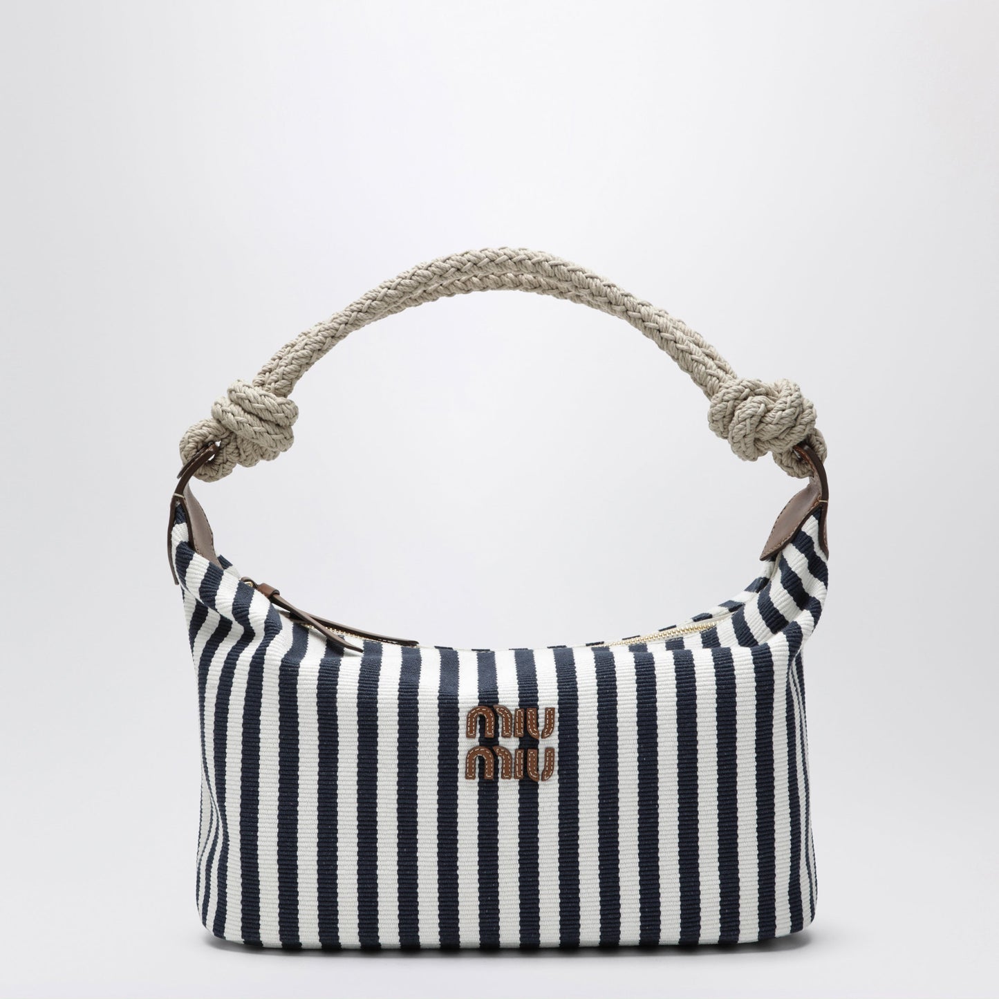 Miu Miu Blue/Cognac Striped Canvas Bag Women