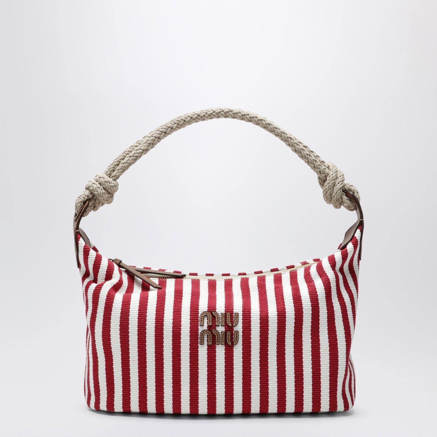 Miu Miu Ruby/Cognac Striped Canvas Bag Women