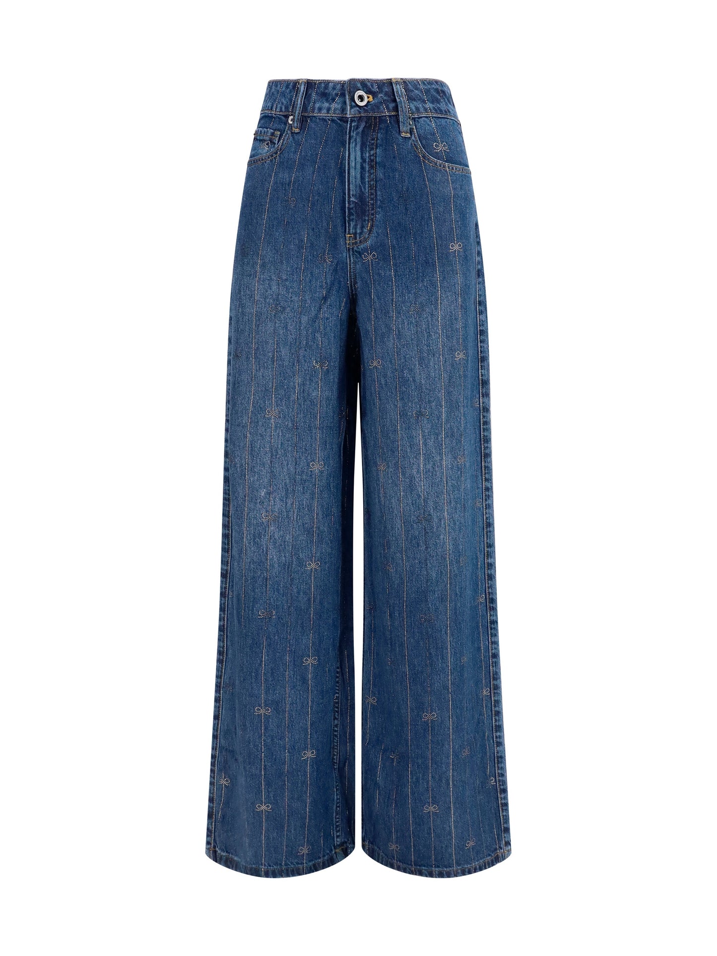 Self-Portrait Women Crystal-Striped Jeans