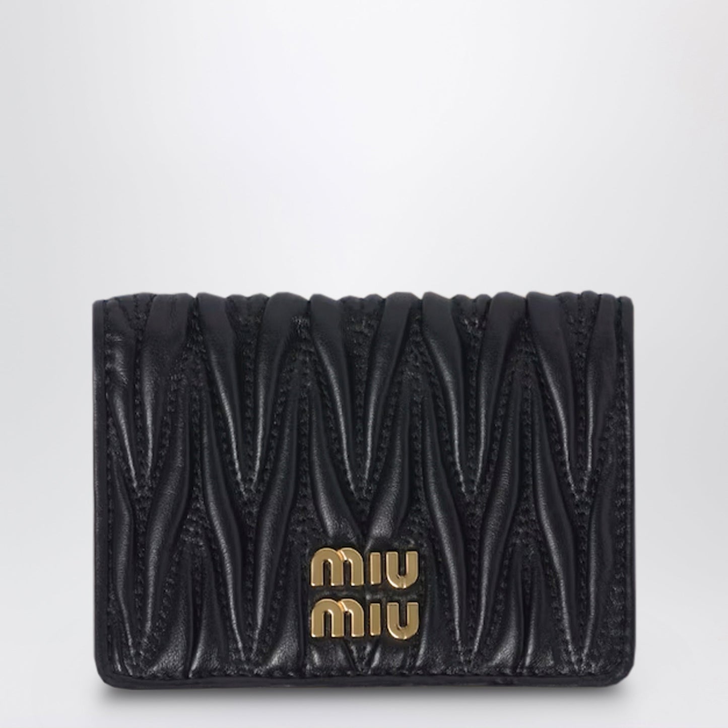 Miu Miu Black Matelasse Nappa Card Holder Women