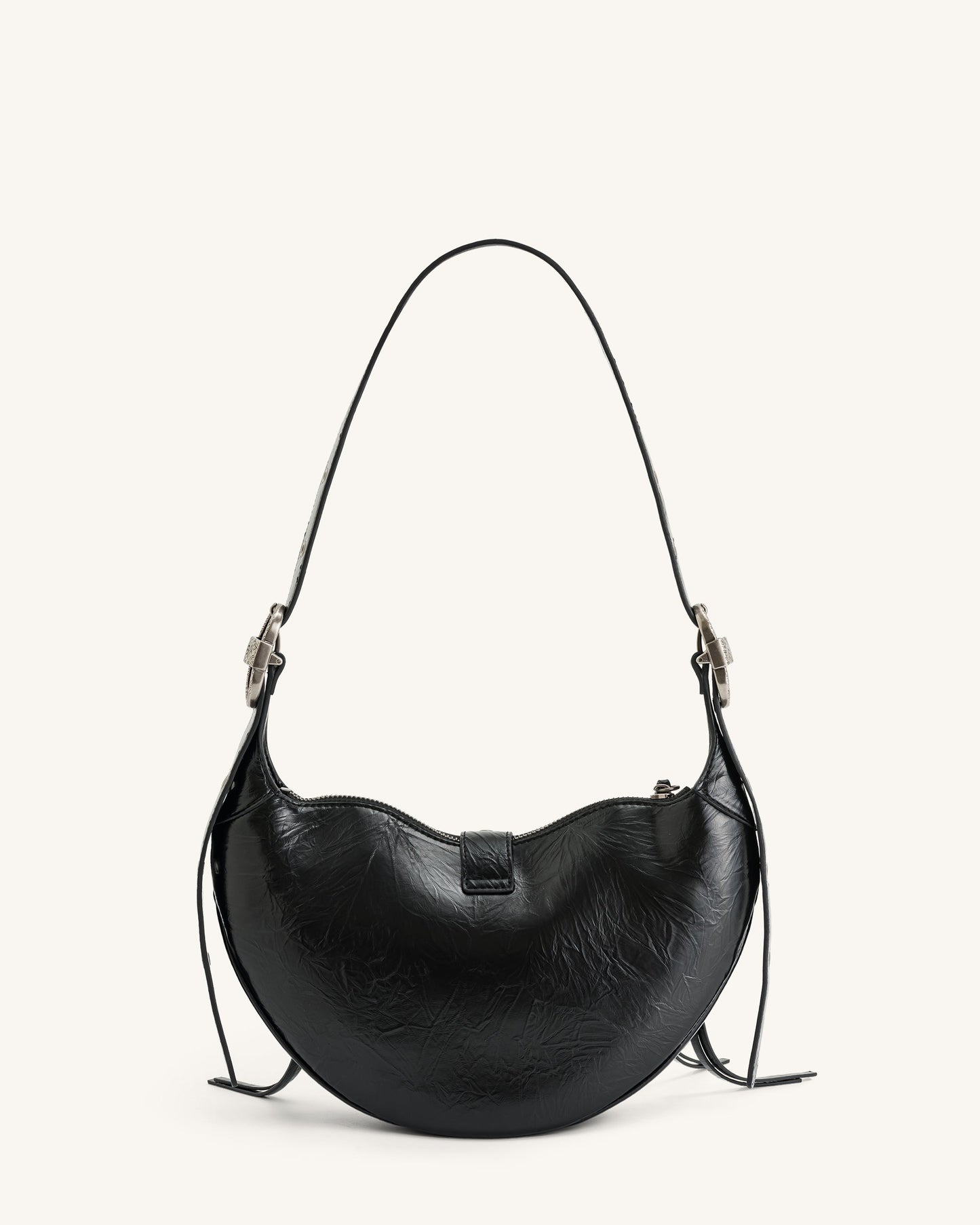 Tessa Crushed Shoulder Bag - Black