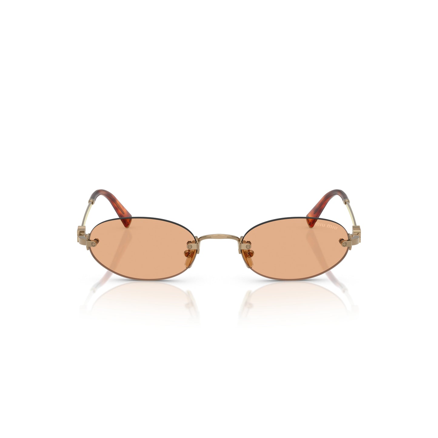 0Mu A54S Oval Sunglasses with Gold Metal Frame