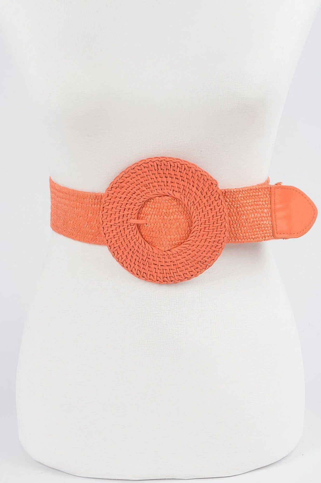 Round Handmade Bamboo Buckle Elastic Belt