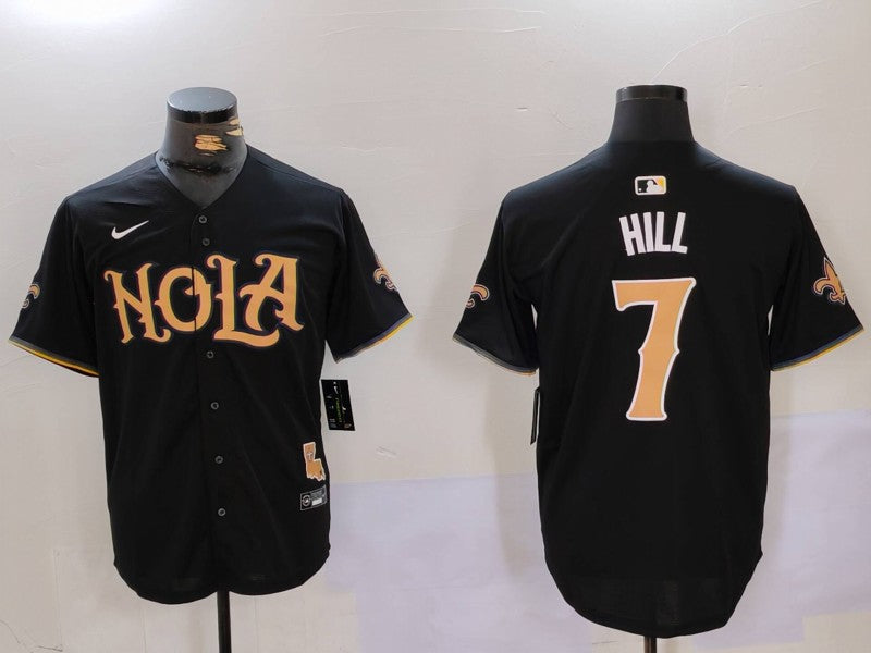Men's New Orleans Saints Taysom Hill #7 Black Player Game jersey