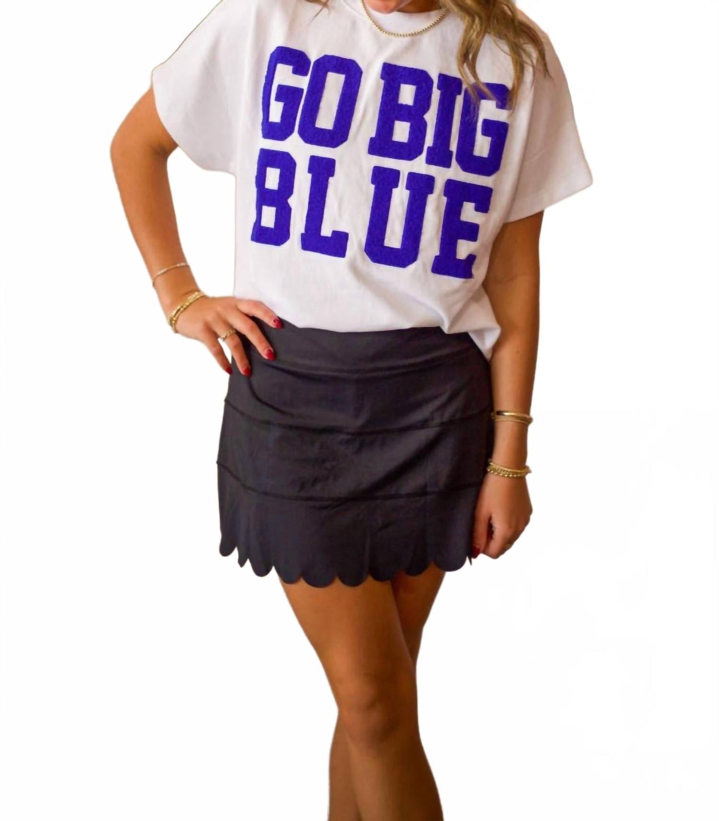 Solid Scallop Skort In Black