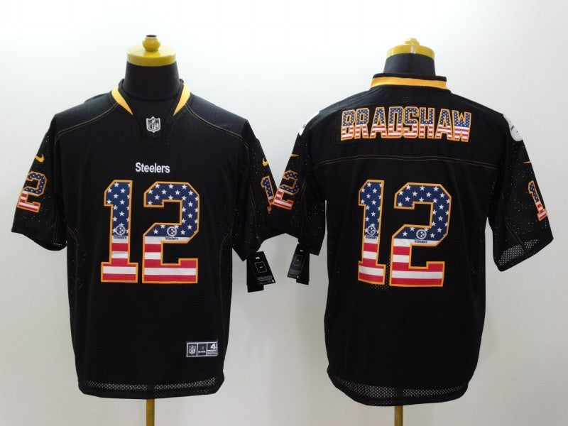 Men's Pittsburgh Steelers Terry Bradshaw #12 Black Player jersey