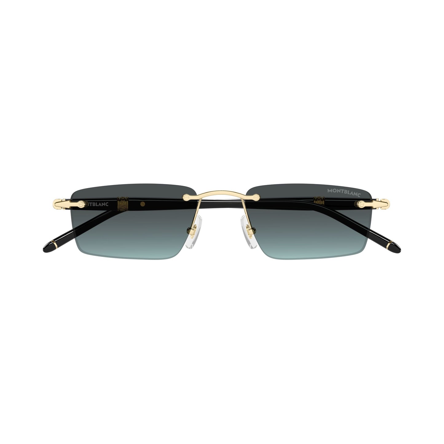 Rimless Rectangular Sunglasses With Gradient Lenses And Gold Accents