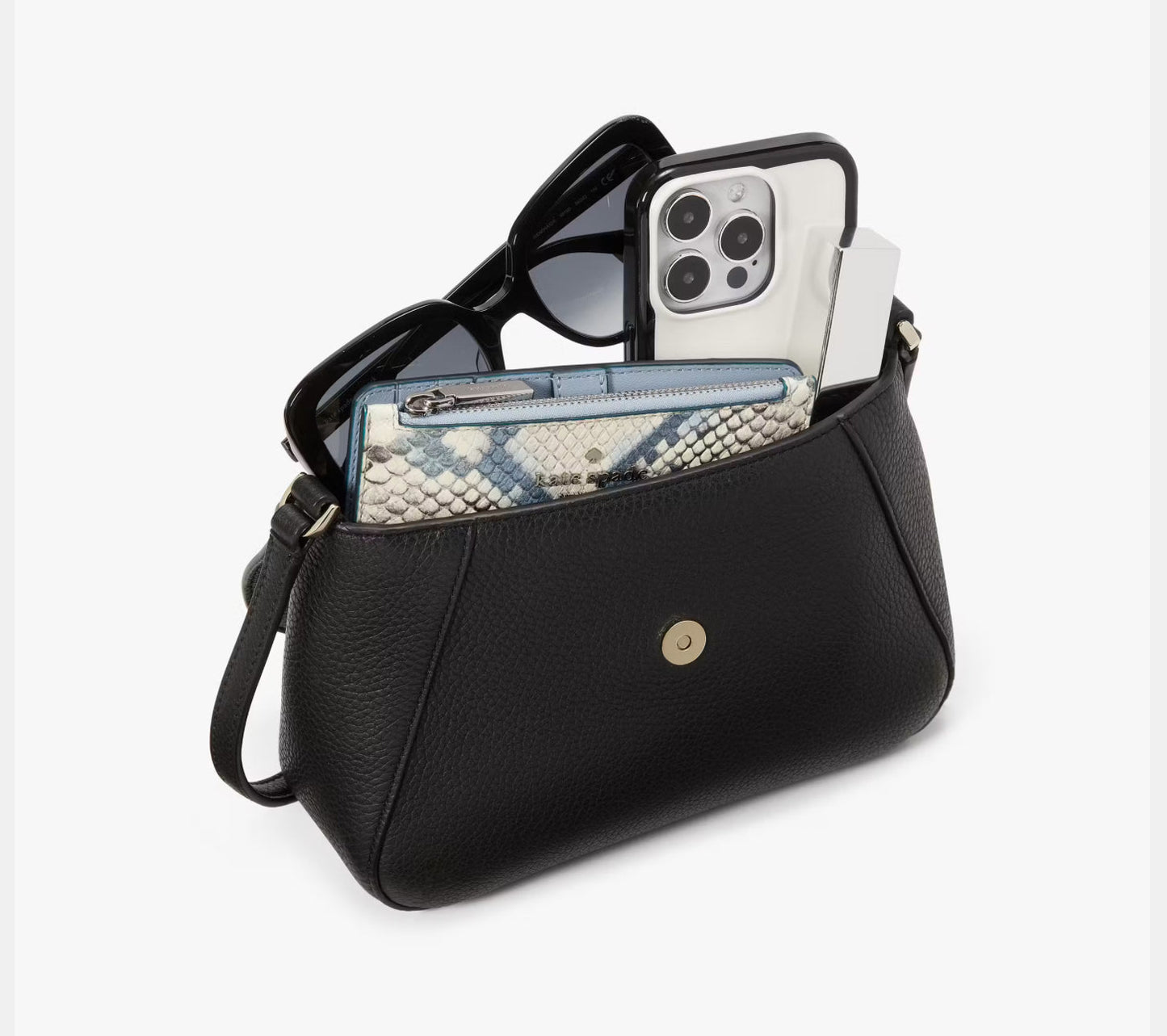 NWT Kate Spade Monica Small Flap Crossbody Leather Bag In Black