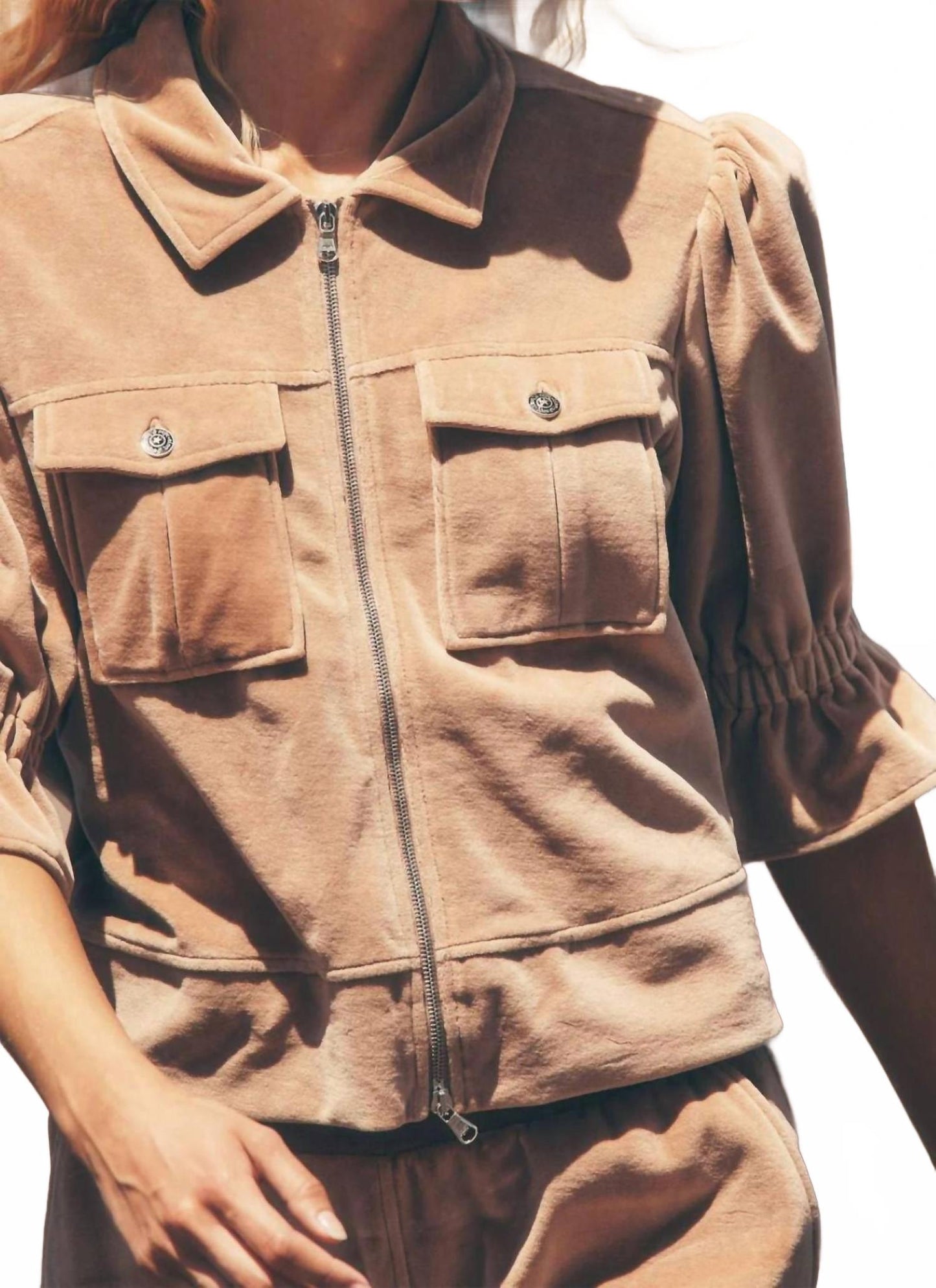 Velour Holly Jacket In Mocha