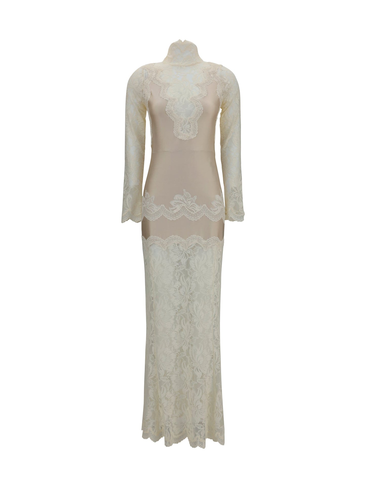 Rabanne Women Long Lace And Jersey Dress