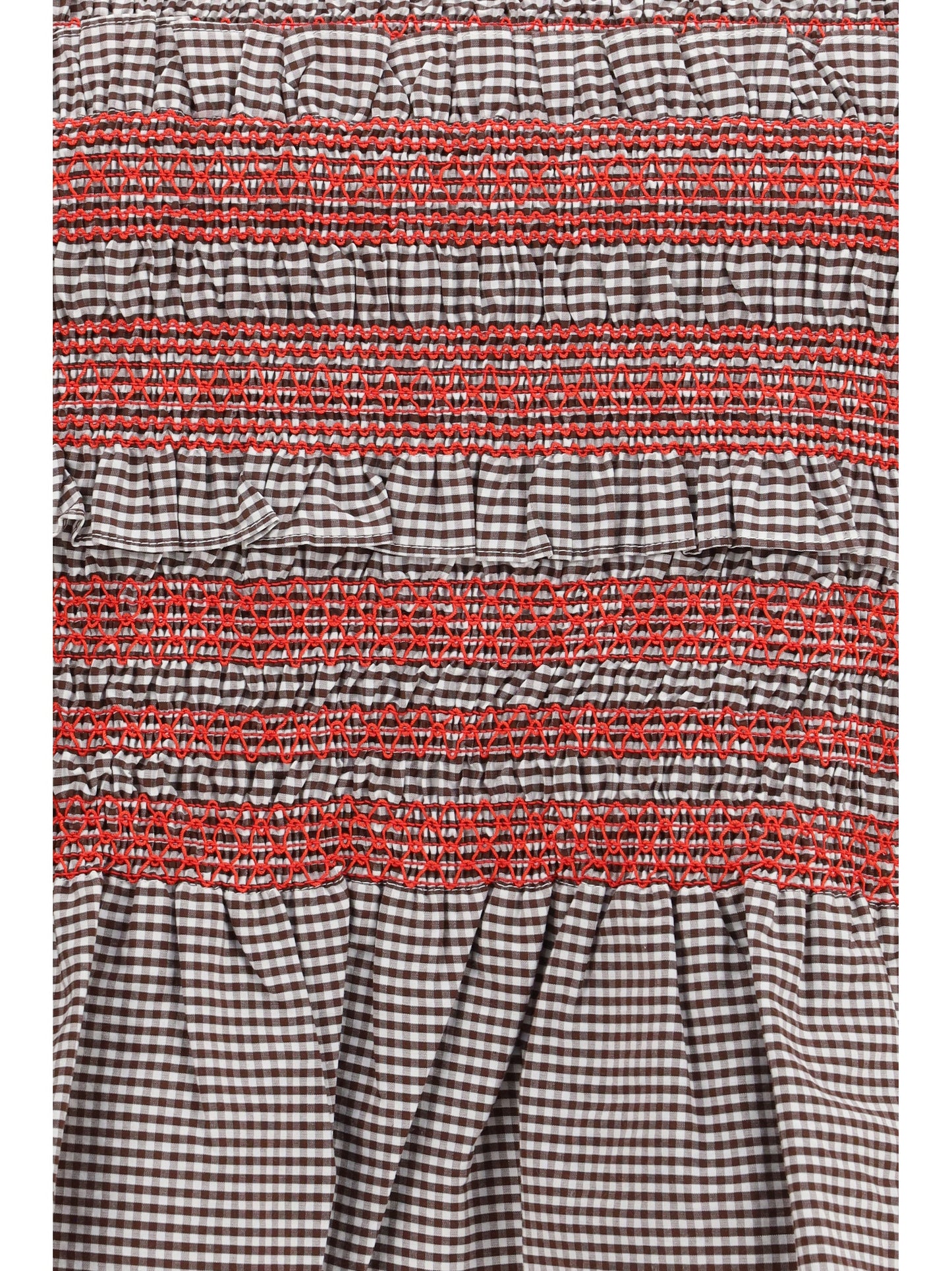 Ganni Women Elastic Printed Top With Ruching And Side Ties