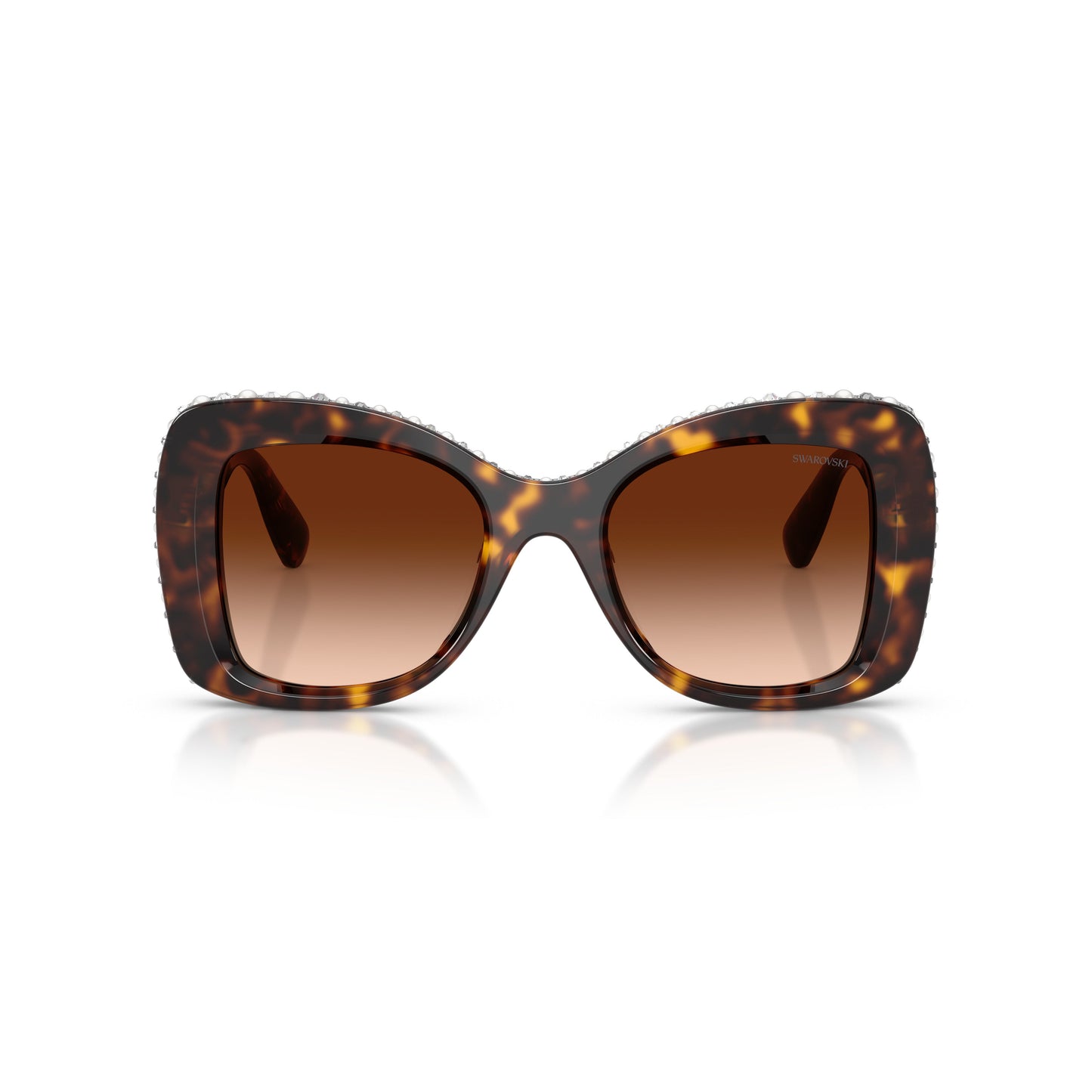 0Sk6062U Oversized Square Tortoiseshell Sunglasses with Crystal Accents