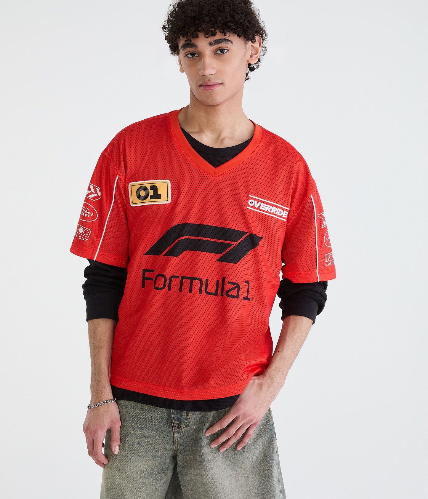 Aeropostale Formula 1 Patch V-Neck Jersey