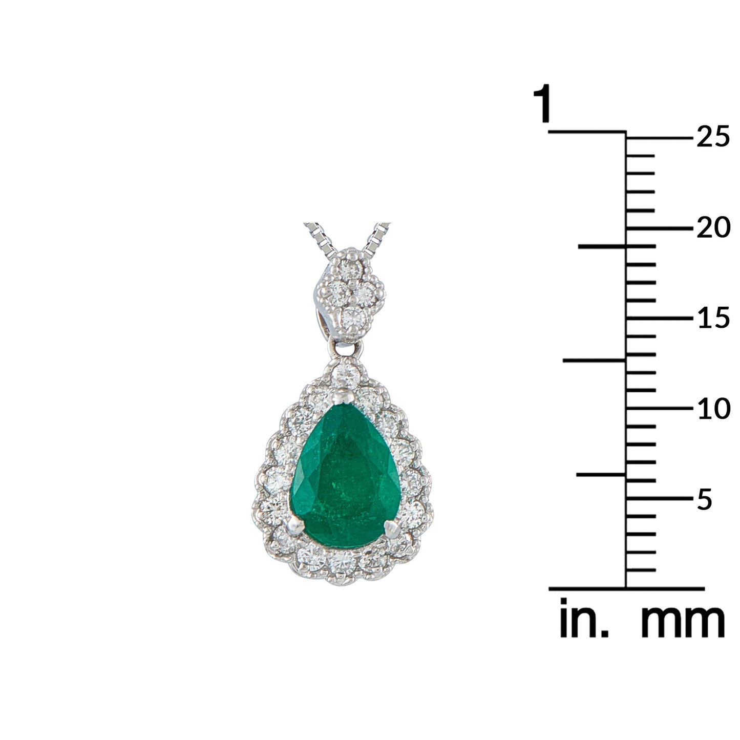 LB Exclusive Platinum 0.10ct Diamond and Emerald Pendant Necklace MF43-041326