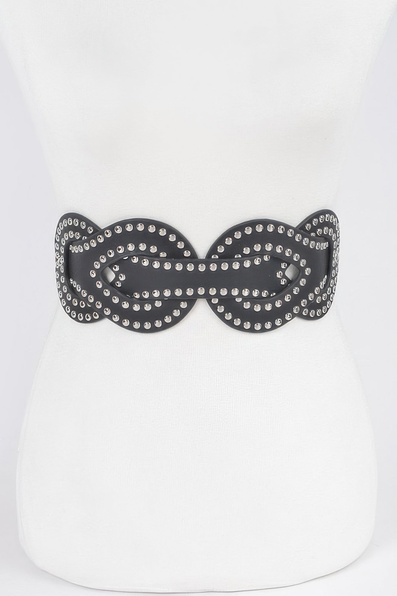 Faux Leather Metal Studded Elastic Belt