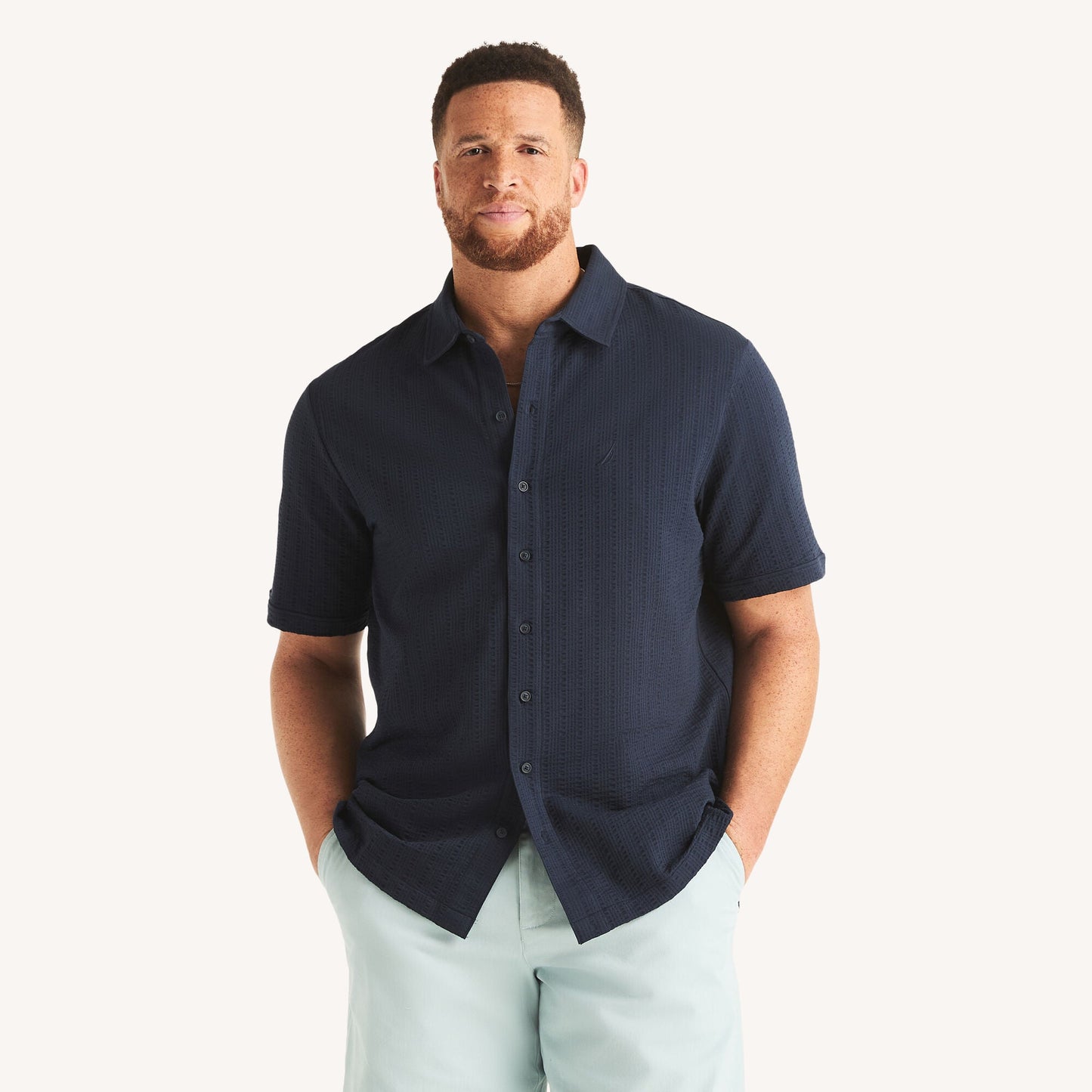 Nautica Big & Tall Classic Fit Seersucker Button-Front Polo