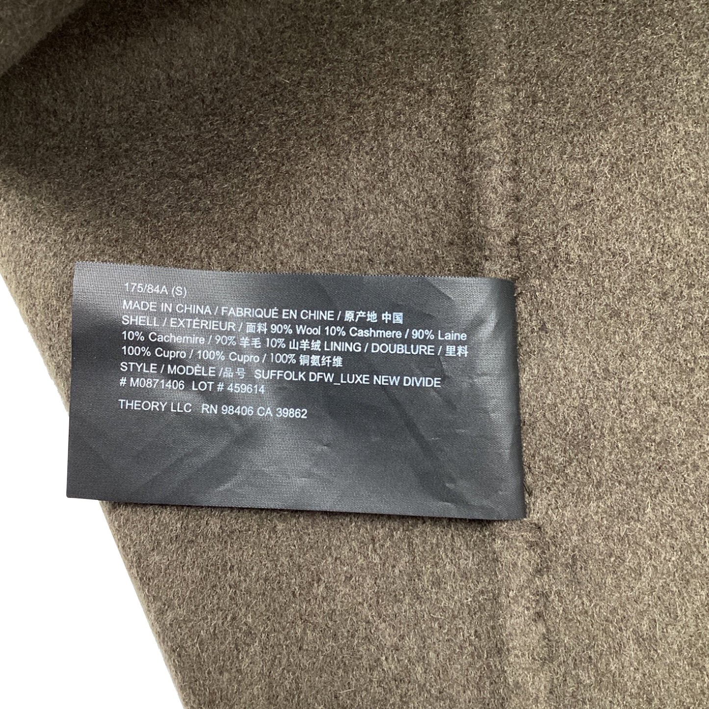 Theory Single-Breasted Coat in Brown Wool