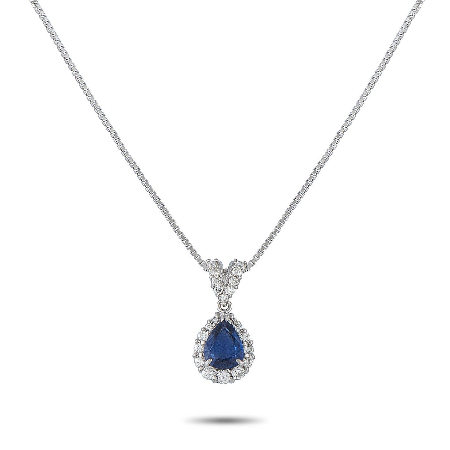 LB Exclusive Platinum, 18K White Gold 0.45ct Diamond and Sapphire Pendant Necklace MF20-041326