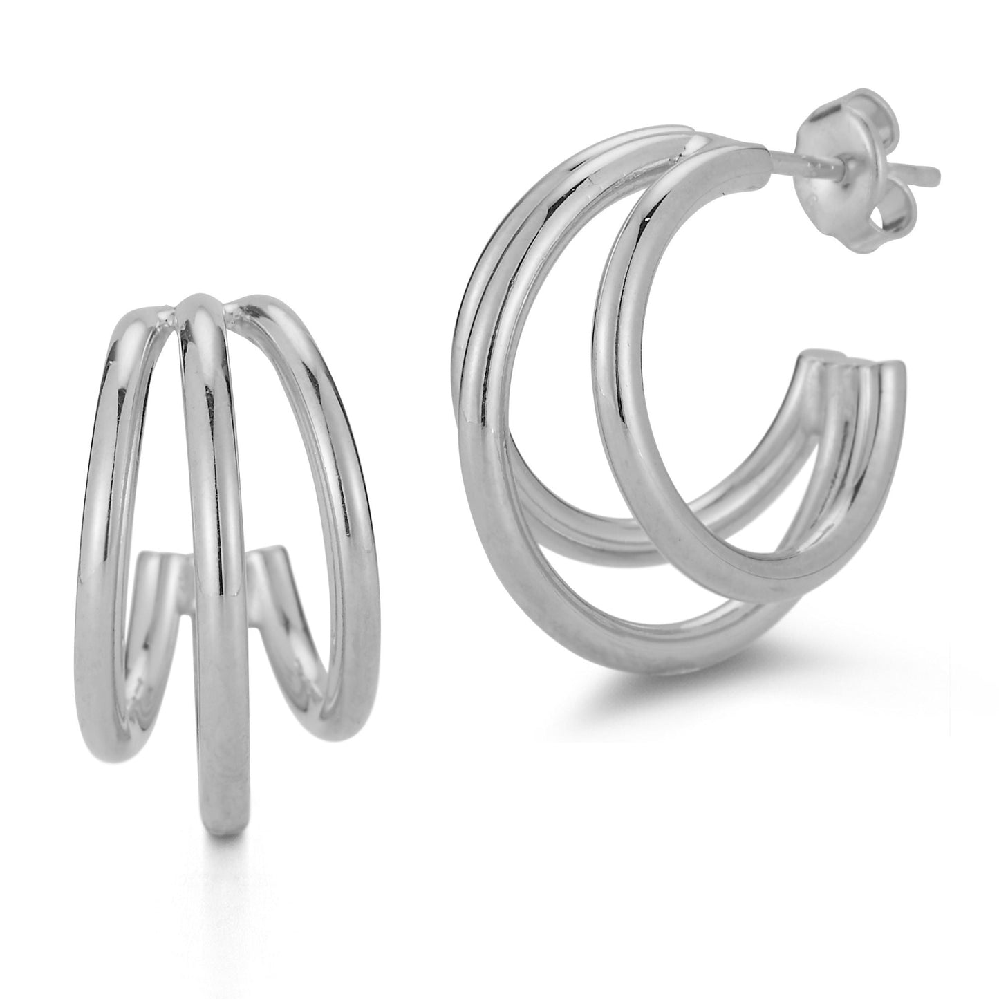 Sterling Silver Triple Polished Hoops
