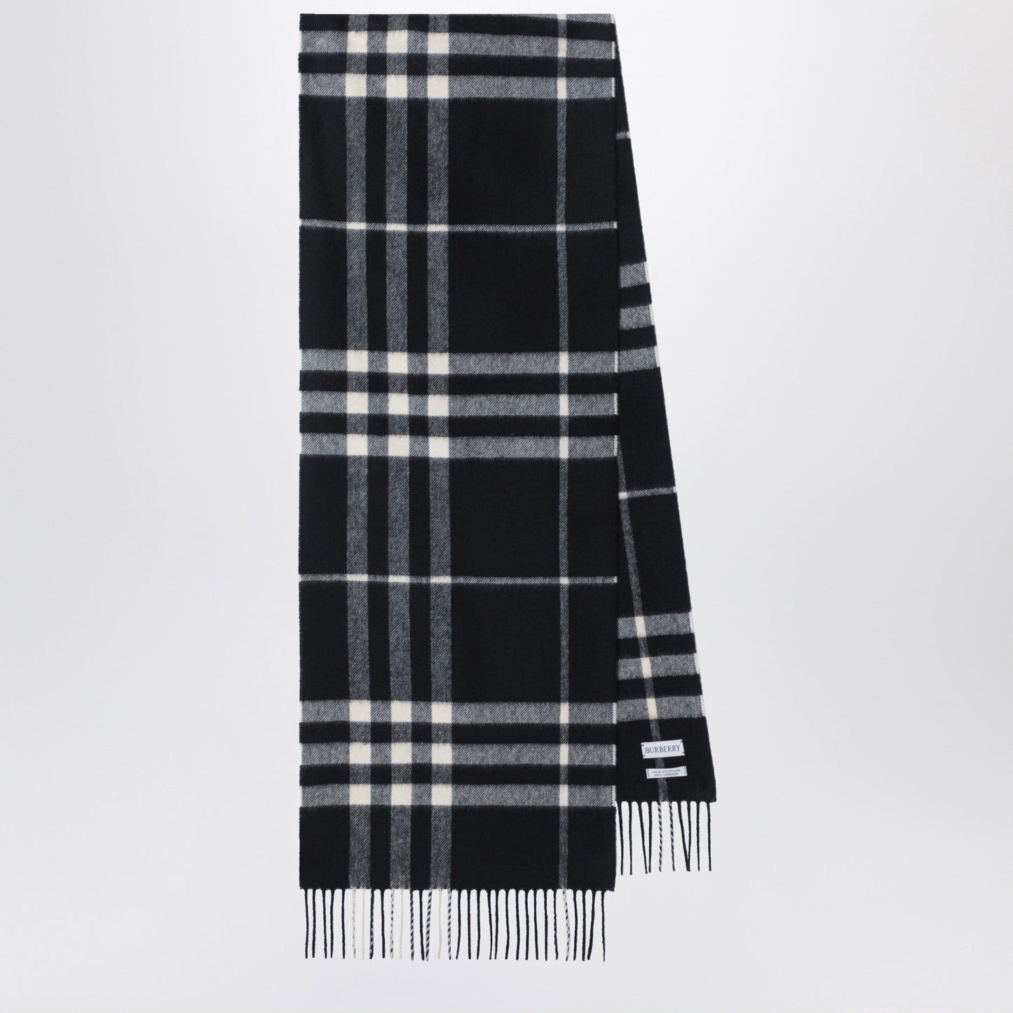 Burberry Black Check Cashmere Scarf Men