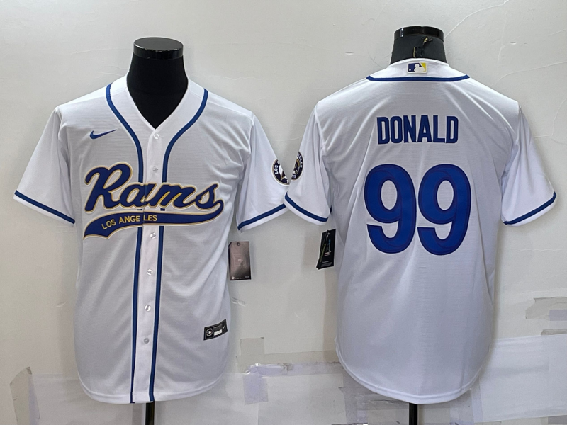 Men's Los Angeles Rams Aaron Donald #99 White Game jersey Joint Edition