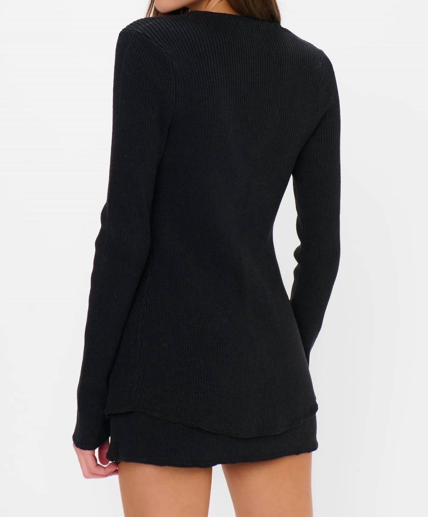 Josie Mini Skort In Black Rib Knit