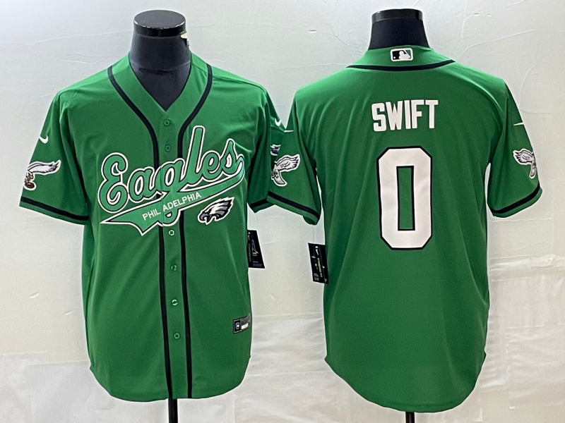 Men's Philadelphia Eagles D'Andre Swift #0 Kelly Green Game jersey Joint Edition