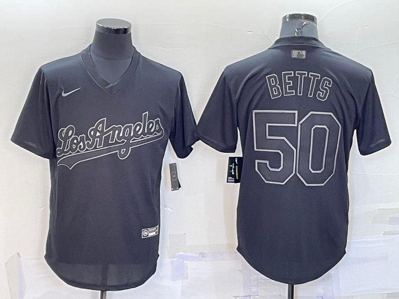 Men's Los Angeles Dodgers Mookie Betts #50 Black Authentic Game jersey