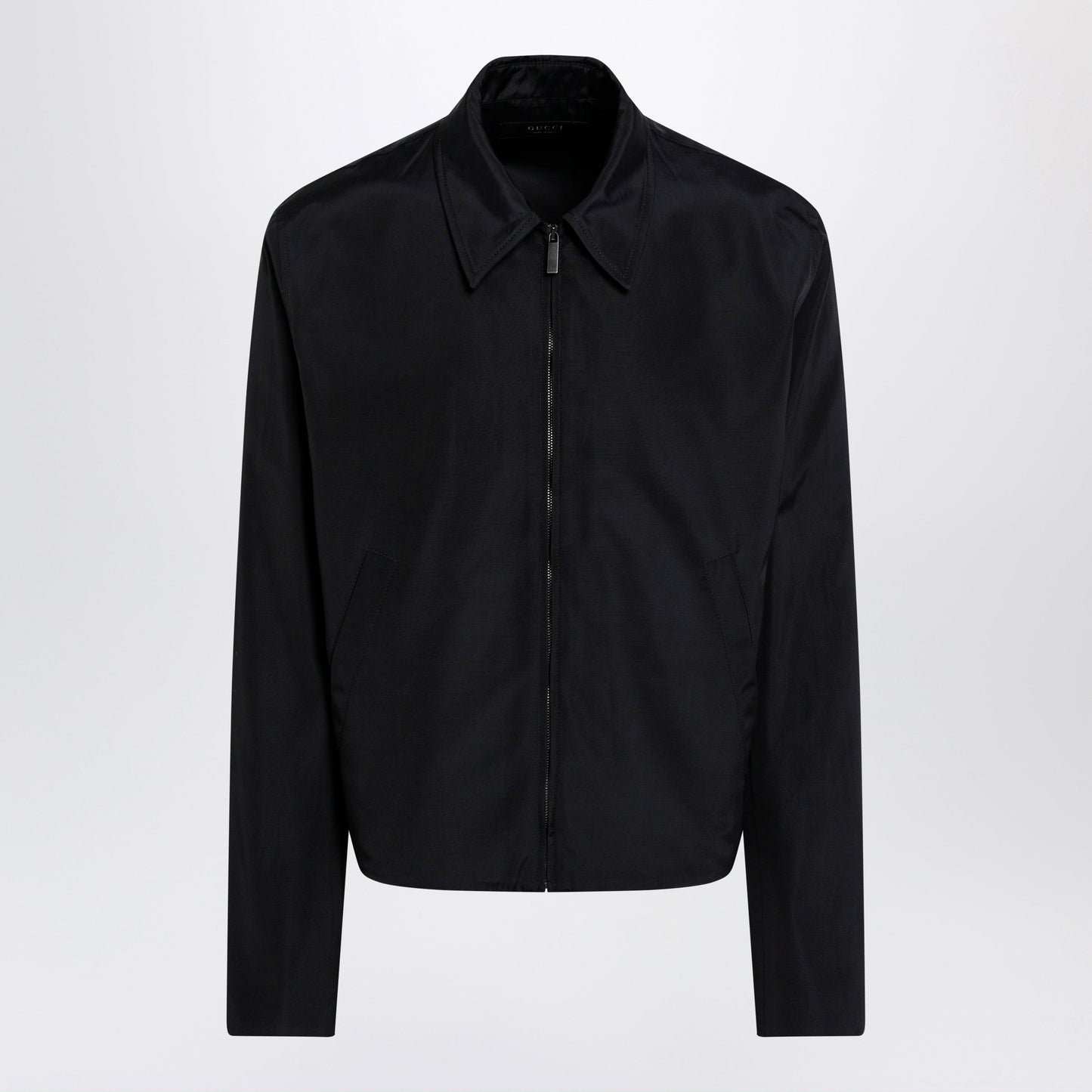 Gucci Zip Jacket In Cotton And Acetate Faille, Black Men
