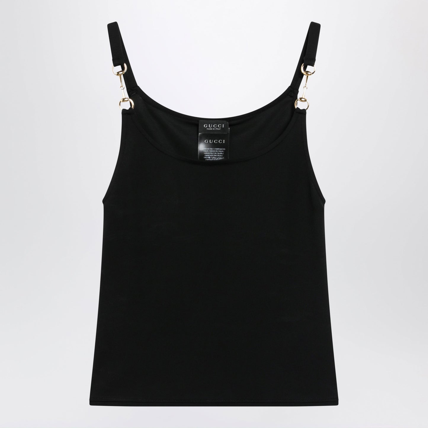 Gucci Viscose Crãªpe Jersey Top With Horsebit Detail In Black Women