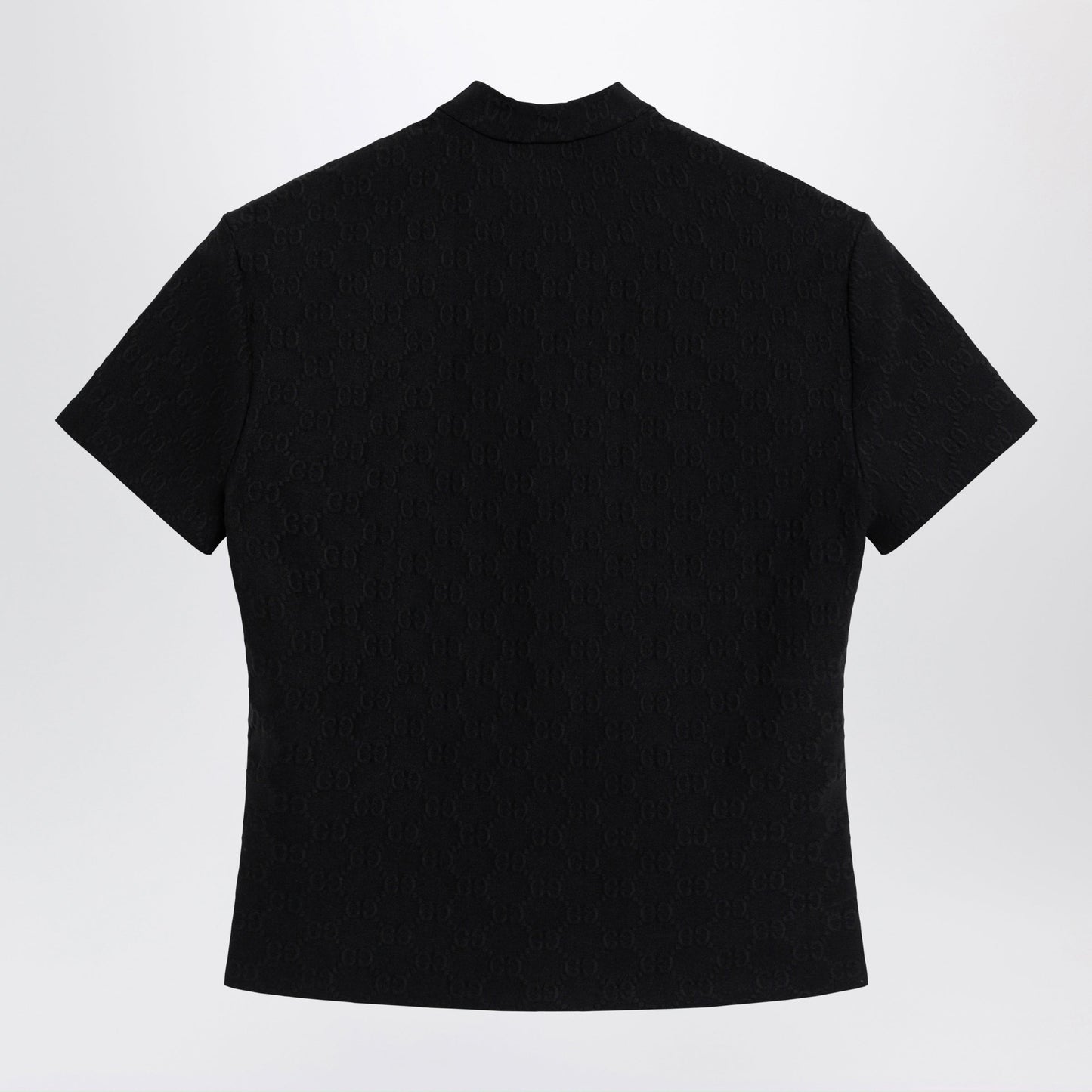 Gucci Black Gg Jacquard Jersey T-Shirt With Half Zip Women