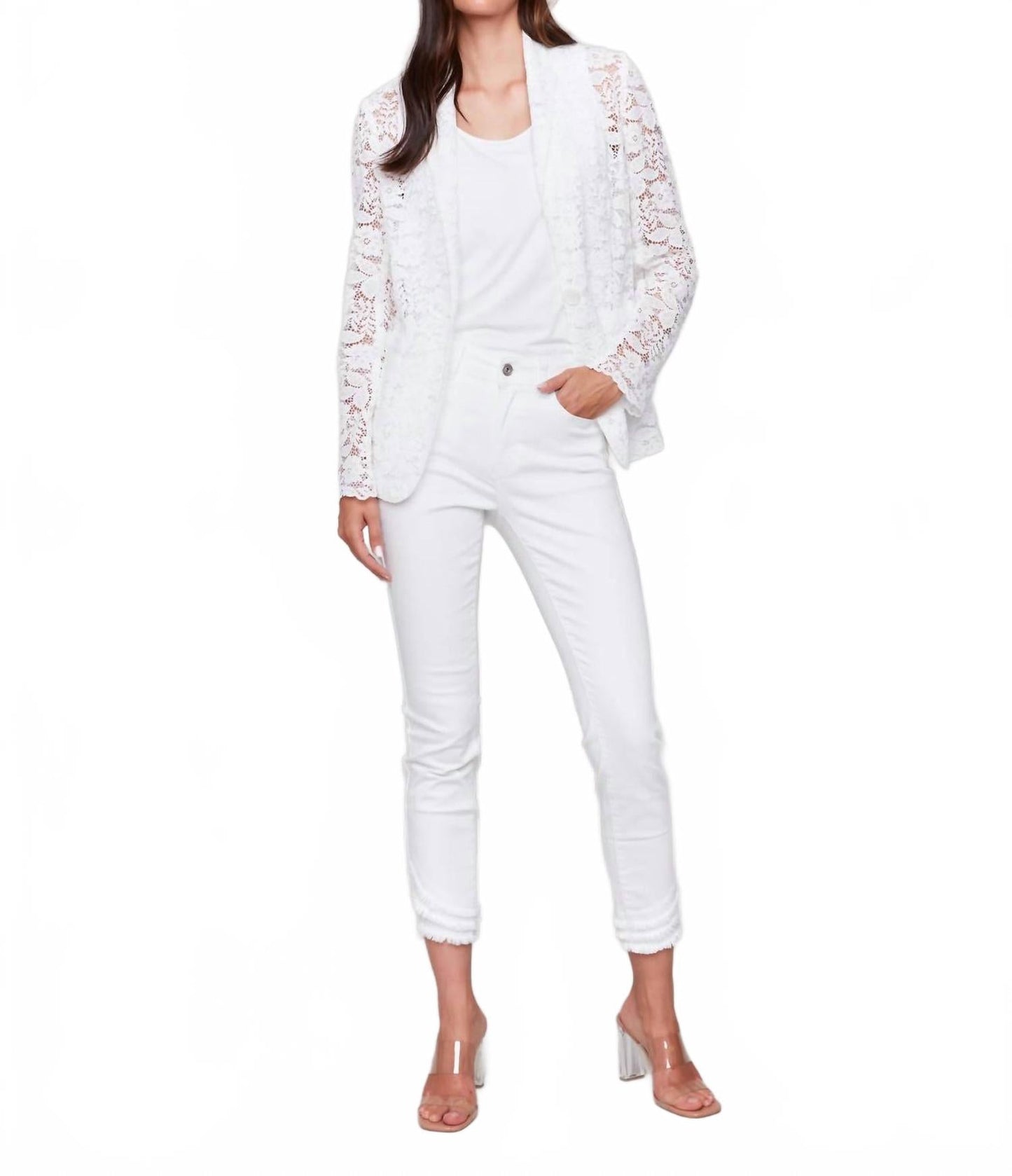 Lace Blazer In White