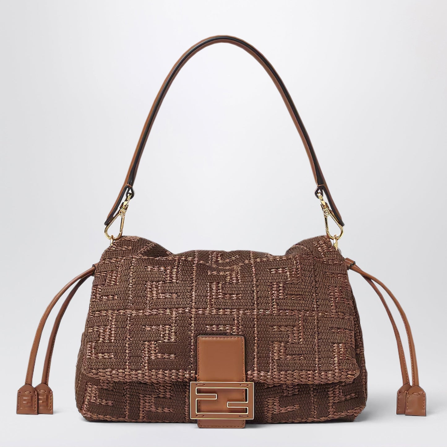 Fendi Medium Baguette Mumsâ€ Bag In Woven Raffia With Ff Sellier Embroidery Women