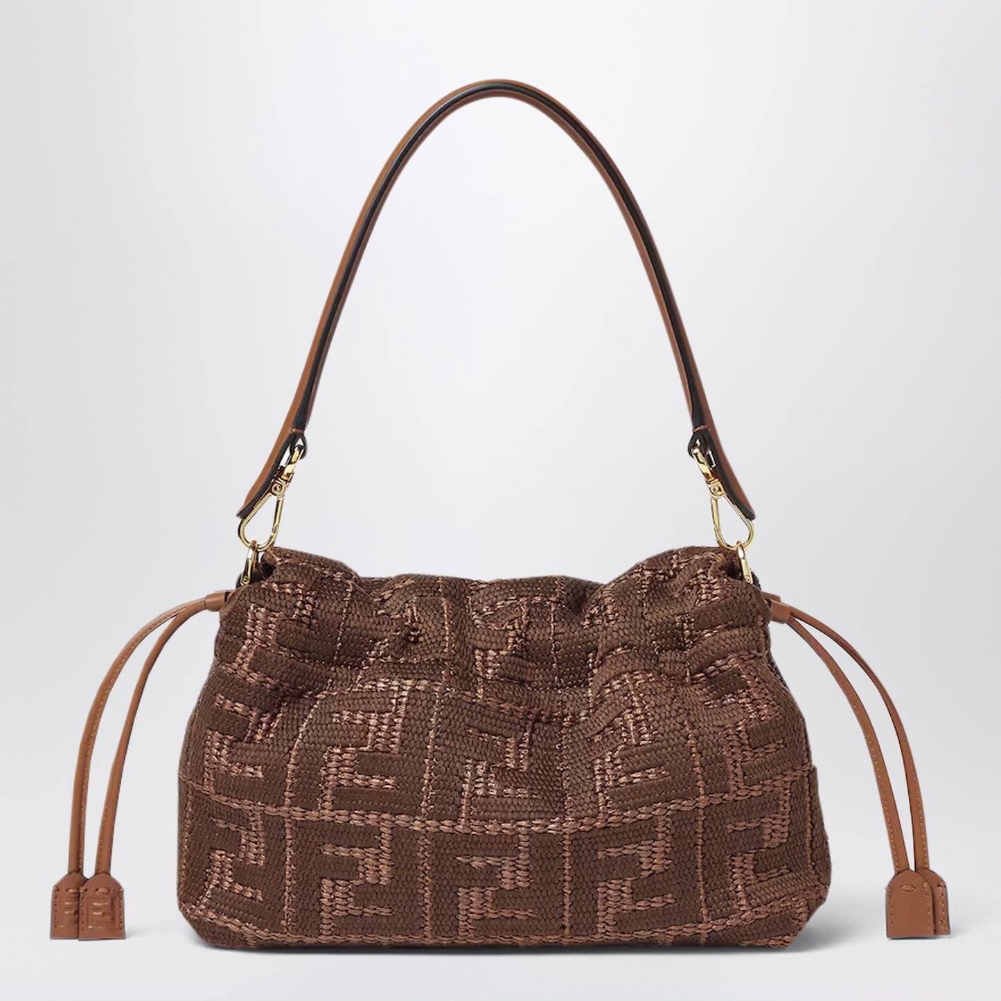 Fendi Medium Baguette Mumsâ€ Bag In Woven Raffia With Ff Sellier Embroidery Women