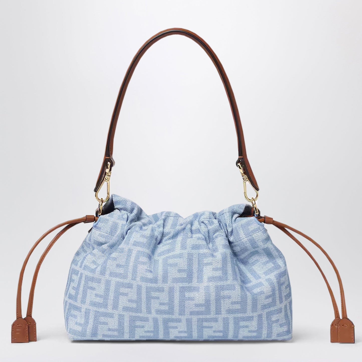 Fendi Medium Baguette Mumsâ€ Bag In Light Blue Ff Denim Women