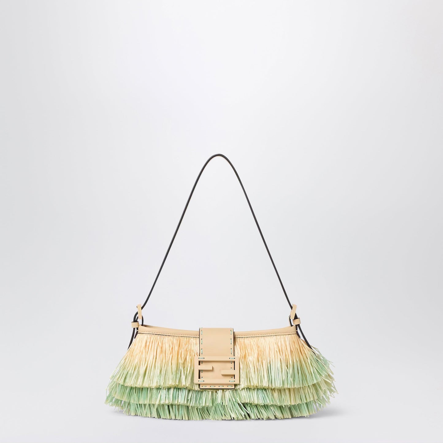 Fendi Fendi Baby B Mini Bag In Light Green Ombre Raffia Women