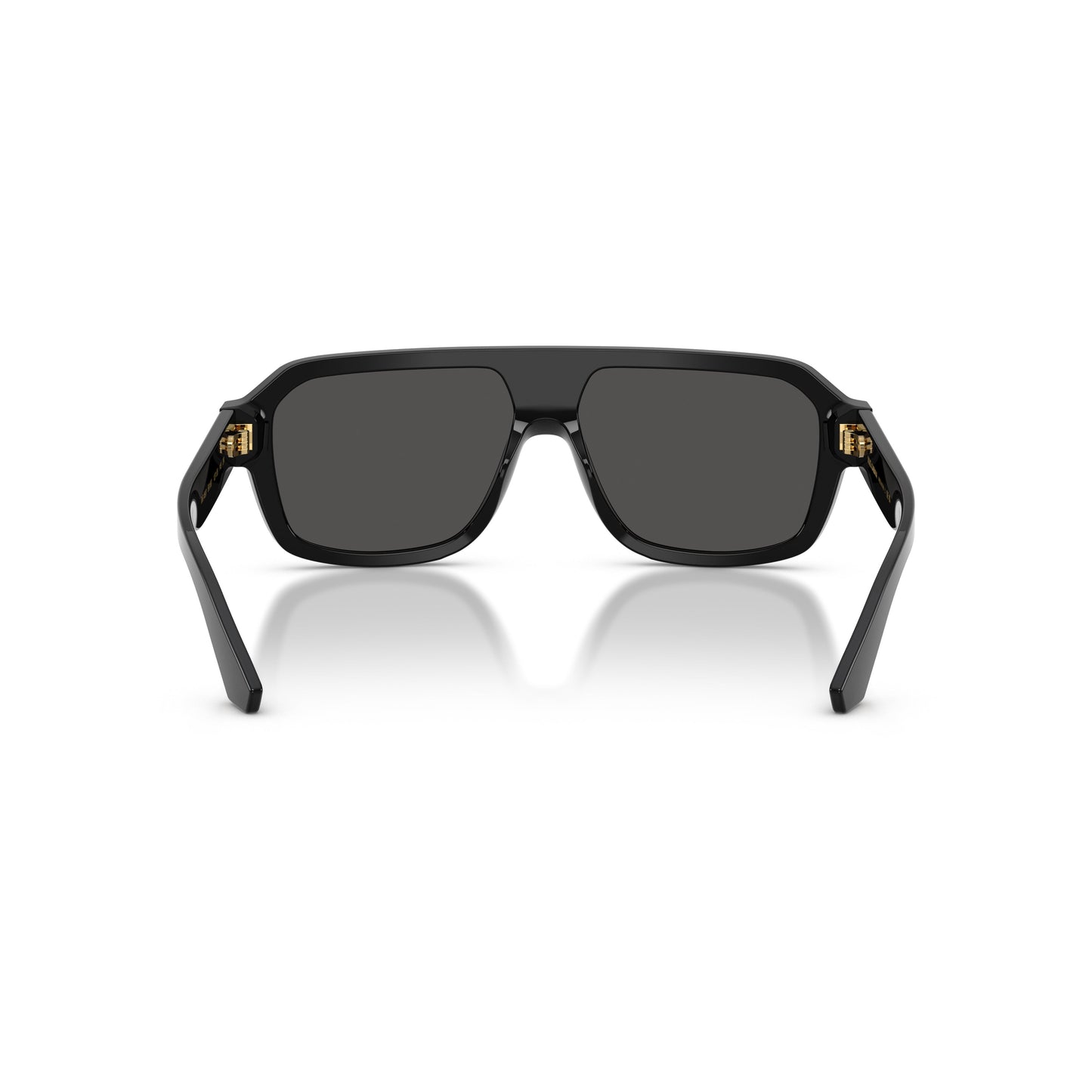 0Dg4507 Rectangular Black Acetate Sunglasses with Gold Accents