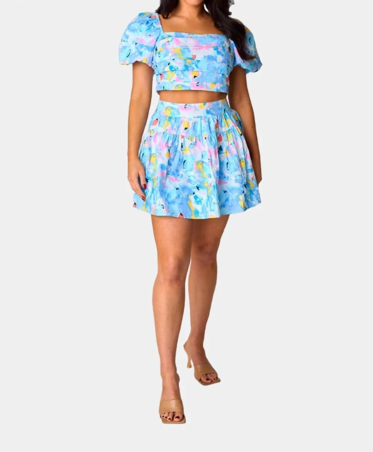 Cutie Set Two Piece Top Skirt In Pastel Dream