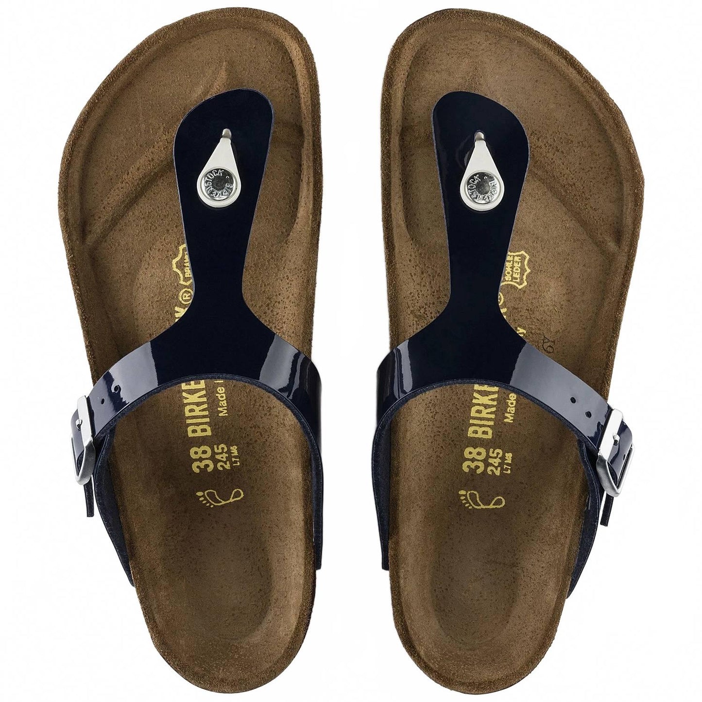 Women's Gizeh Birko Flor Sandal In Dress Blues Patent Navy